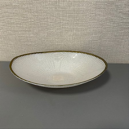 BOWL DECORATIVA EM VIDRO COM DETALHES DOURADO