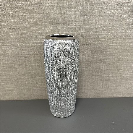 VASO DECORATIVO PRATA TEXTURAS LISTRAS