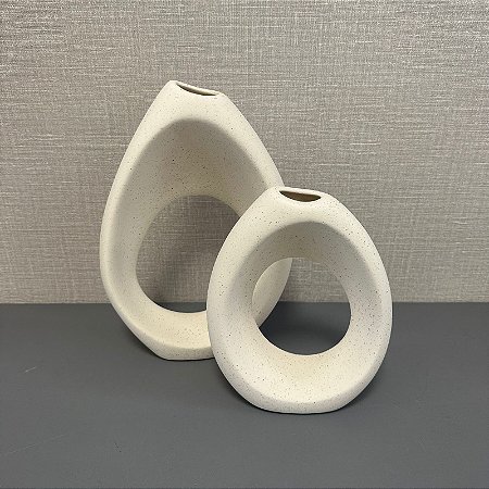 VASO ALIANÇA OFF WHITE EM CERAMICA G 29cm M 21cm