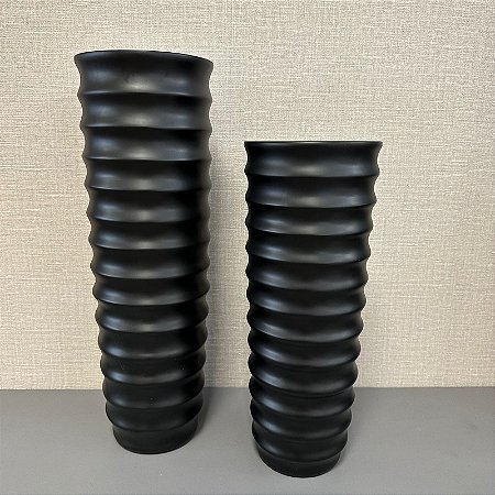 Vaso Luna Preto em Ceramica G51x17cm e M42x16cm