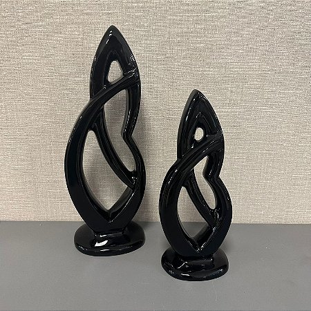 Escultura Kiss em Resina Preto G 39x15cm M 30x12cm