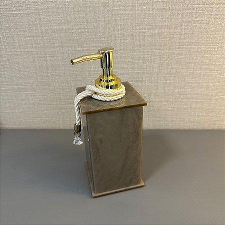 SUPORTE SABONETE LIQUIDO ELEGANCE MARROM PEROLA