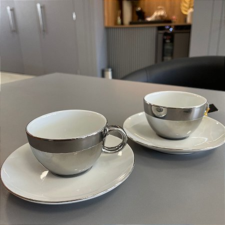 CONJUNTO XÍCARA 2 PECAS CAFÉ COM PIRES PORCELANA