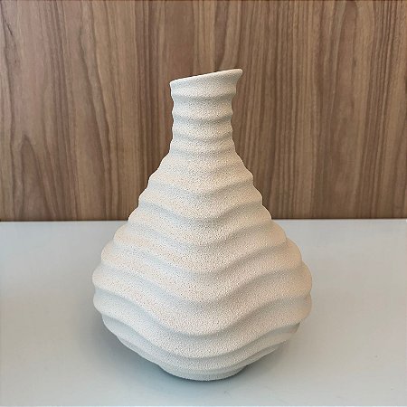 Garrafa Onda II em Ceramica Off white 32x27cm