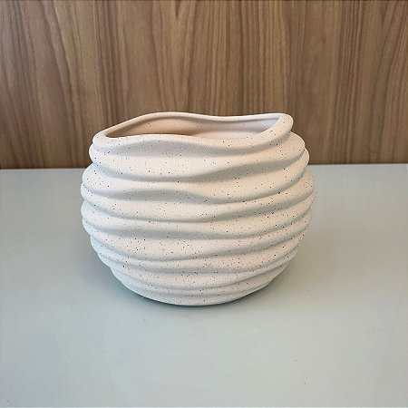 Cachepot Zen II em Ceramica Off White 19x24cm