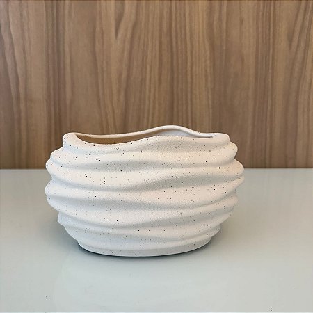 Cachepot Zen III em Ceramica Off White 13x14cm