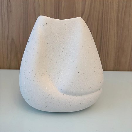 Vaso Dueto Lunar Branco I em Ceramica 28x17cm