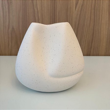Vaso Dueto Lunar Branco II em Ceramica 22x23cm