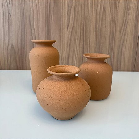 Vaso Aurora Terracota em Ceramica G 23X12cm e M 18X13CM e P 16X18CM