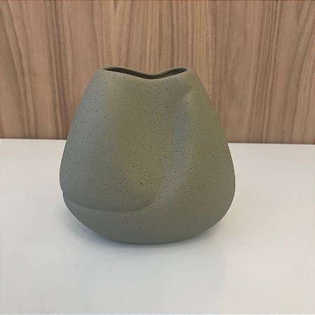 Vaso Dueto Lunar Verde II em Ceramica 21x23