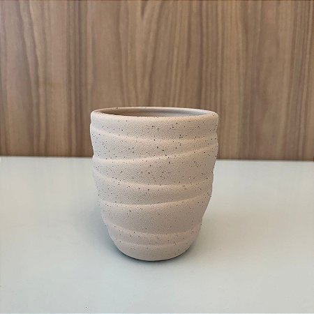 Vaso Copacabana II em Ceramica Off White com Pintinhas 13x12cm