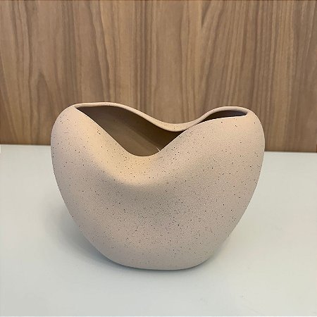 Vaso Atomo IV Bege em Ceramica 17x14