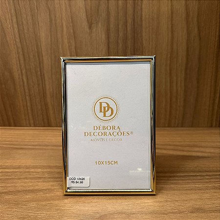 Porta Retrato em Metal Dourado Foto 10x15cm