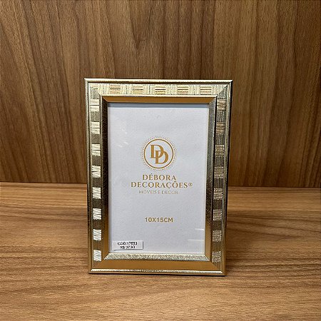 Porta Retrato Dourado em Mdf Foto 10x15cm