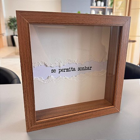 Quadro com Vidro Frase Se Permita Sonhar 23x23cm