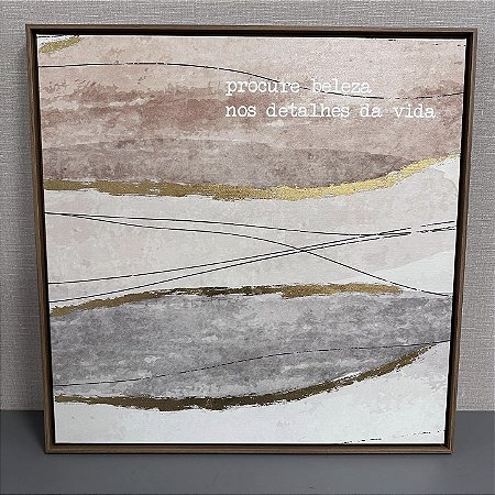 QUADRO ABSTRATO COM FRASE 68x68cm