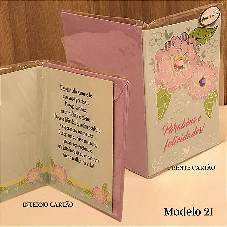 Cartao de Presente com Envelope Pequeno 12x9cm Mod 21 a 34