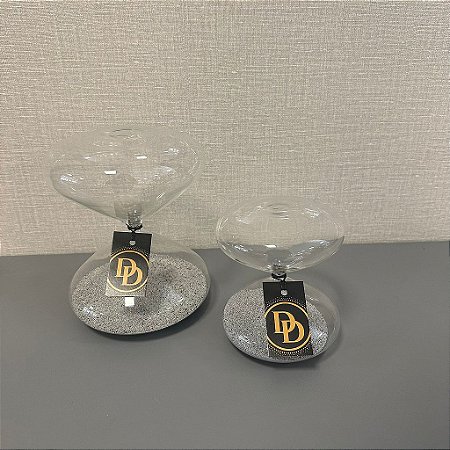 Ampulheta Maxi em Vidro com Areia Cinza 15cm e 21cm