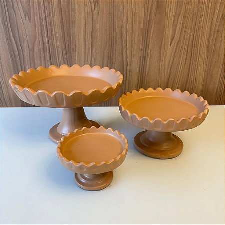 Boleira Decorativa em Ceramica Nude Rosado 39, 29, 20CM