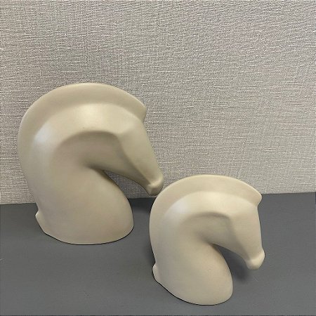 Cabeça de Cavalo em Ceramica Bege 20cm e 28cm