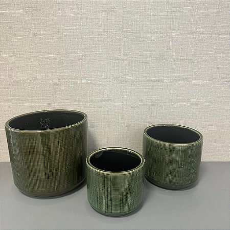 Cachepot em Ceramica Verde Musgo