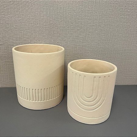 Cachepot em Cimento Off White 20cm e 24cm