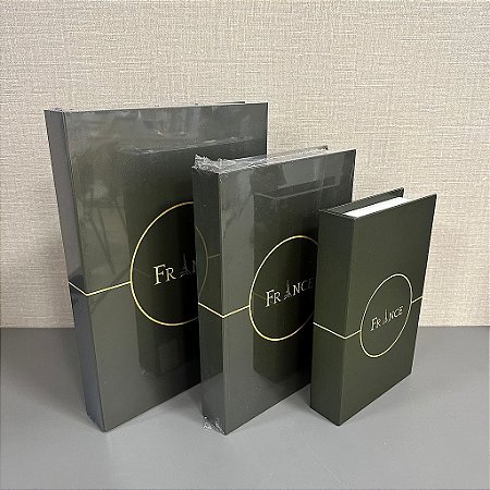 Caixa Livro France Verde P, M e G
