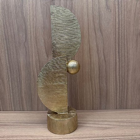 ESCULTURA ARCO ABSTRATA DOURADA 33X12 CM