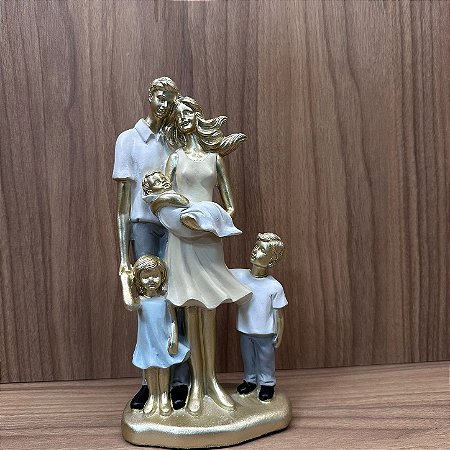 ESCULTURA CASAL COM 3 FILHOS 12,5X7,5X25CM
