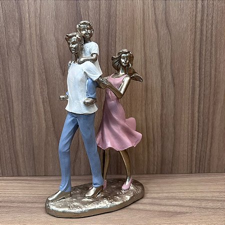 ESCULTURA CASAL 1 FILHO 26X16X7,5 CM