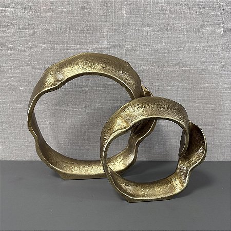 ESCULTURA ARCO ORGANICO EM POLIRESINA DOURADA G33CM E P 23CM
