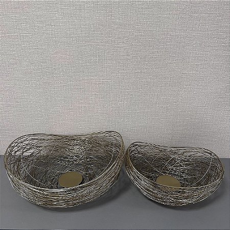 CENTRO DE MESA EM METAL DOURADO G40X17CM E M 36X14CM CM