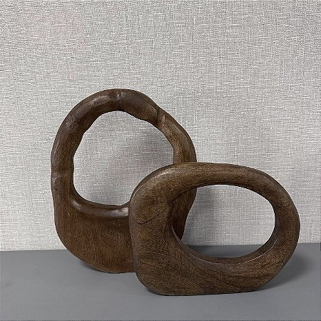 ESCULTURA ARCO EM MADEIRA G 33X27CM M 22X27CM