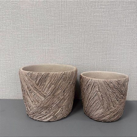 CACHEPOT EM CIMENTO BEGE G 17X22CM M 15X17CM