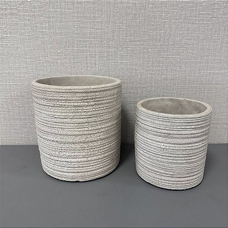 CACHEPOT DE CIMENTO BEGE G 18X18CM M 14X14CM