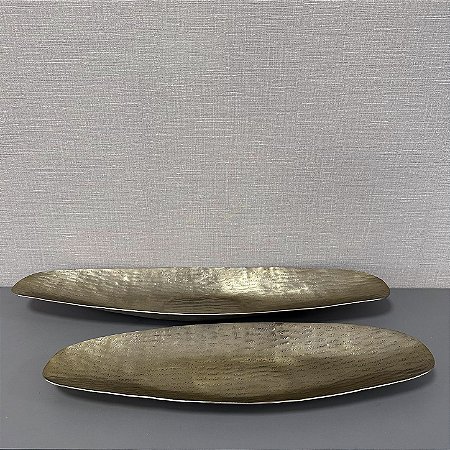 CENTRO DE MESA EM METAL DOURADO G 69X17 CM M 56X16 CM