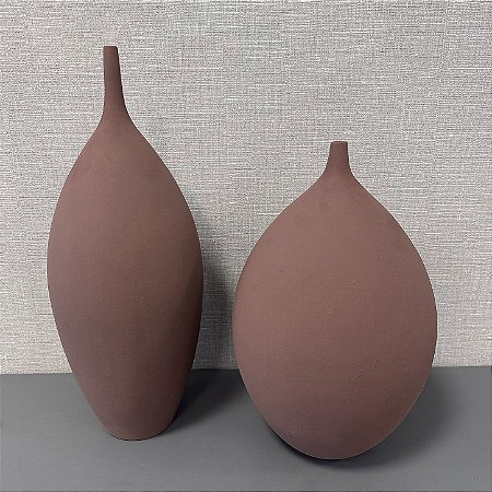 VASO EM CERAMICA MARROM G 42X18CM M 34X24CM