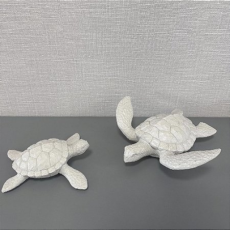 ESCULTURA TARTARUGA EM POLIRESINA G 28x26cm M 19x19cm