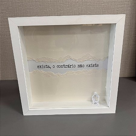 QUADRO COM VIDRO FRASE EXISTA 28,5x28,5cm