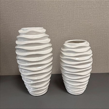 VASO ZEN BRANCO EM CERAMICA G40cm M30cm