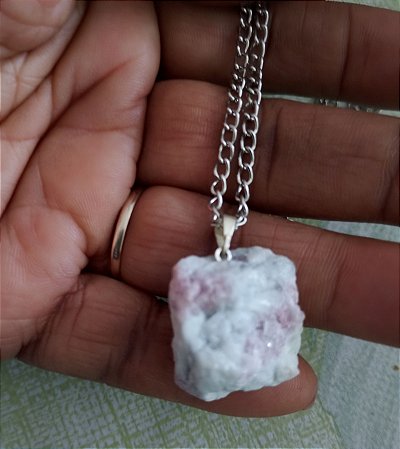 Colar Pedra Natural Turmalina Rosa