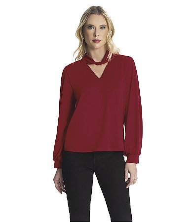 Blusa Feminina Manga Longa Decote  nas Costas - Tam M