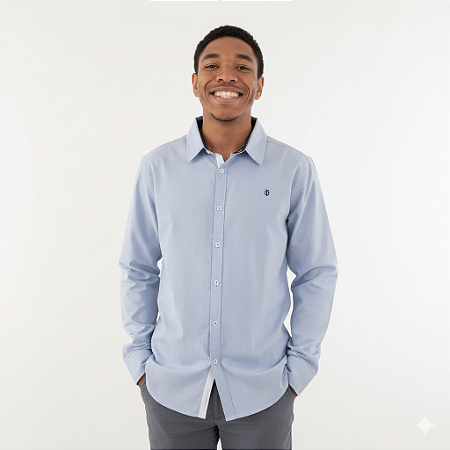 Camisa Social Masculina Slim Fit em Tricoline -Diâmetro