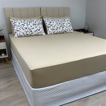 Conjunto de Lençol Doce de Leite com Fronhas Borboletas - Casal