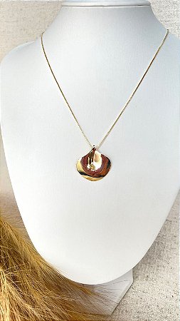 Gargantilha Pingente Gota Orgânica Lisa 45cm Dourado