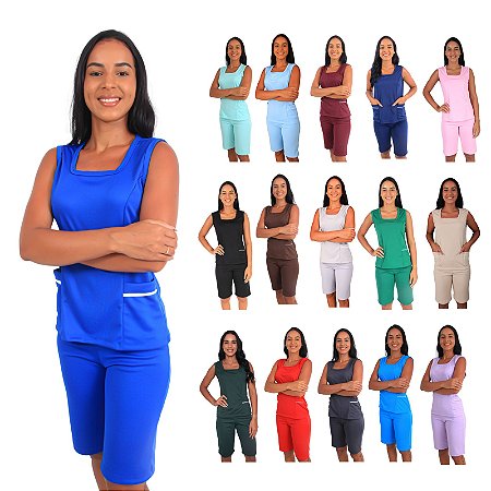 CONJUNTO BERMUDA + BLUSA SEM MANGAS HELANCA