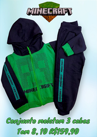 Conjunto moletom 3 cabos Minecraft Tam 10
