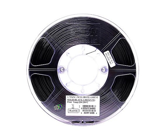Filamento Petg Preto Solido 1kg 1.75mm Esun