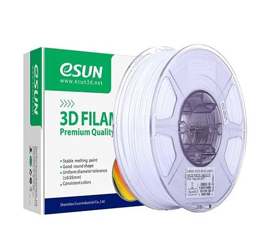 Filamento Petg Branco Solido 1kg 1.75mm Esun