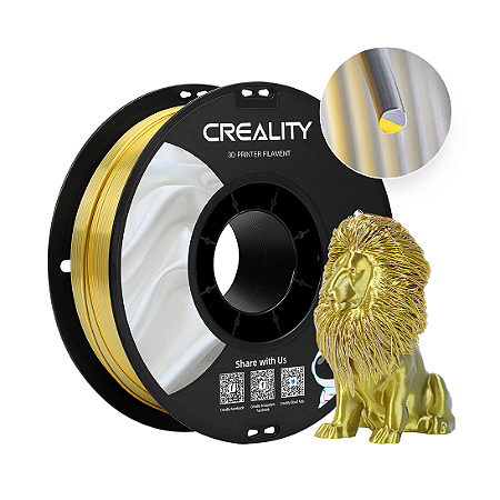 Filamento Creality Cr Silk Dourado e Prata 1,75mm 1Kg